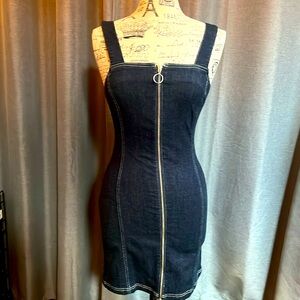 Never worn, dark wash, denim, stretch dress.